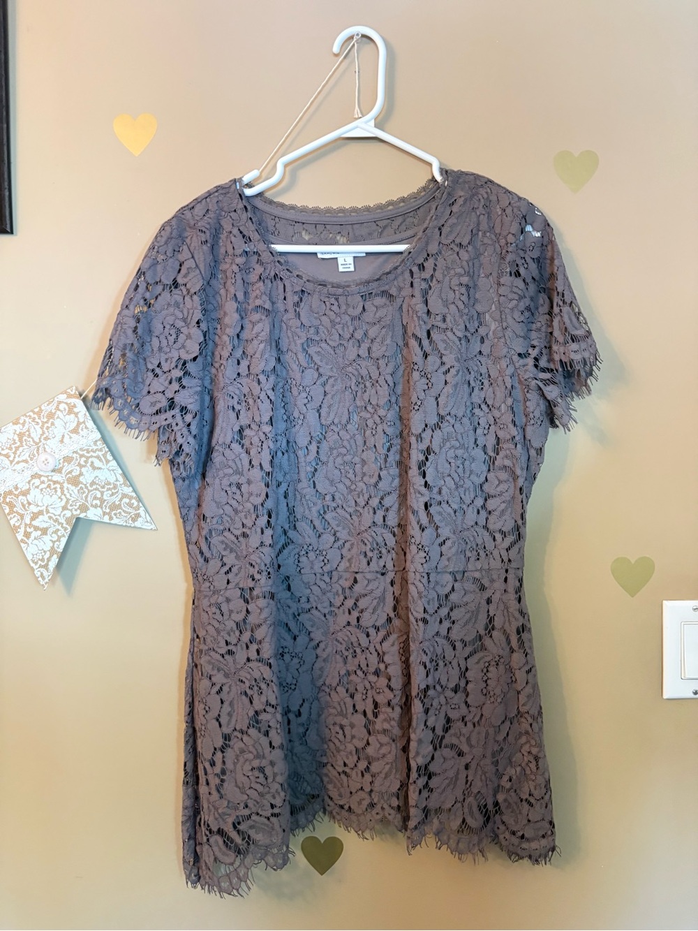 Isaac Mizrahi Lace Peplum Top Blouse Size Large - Picture 2 of 10
